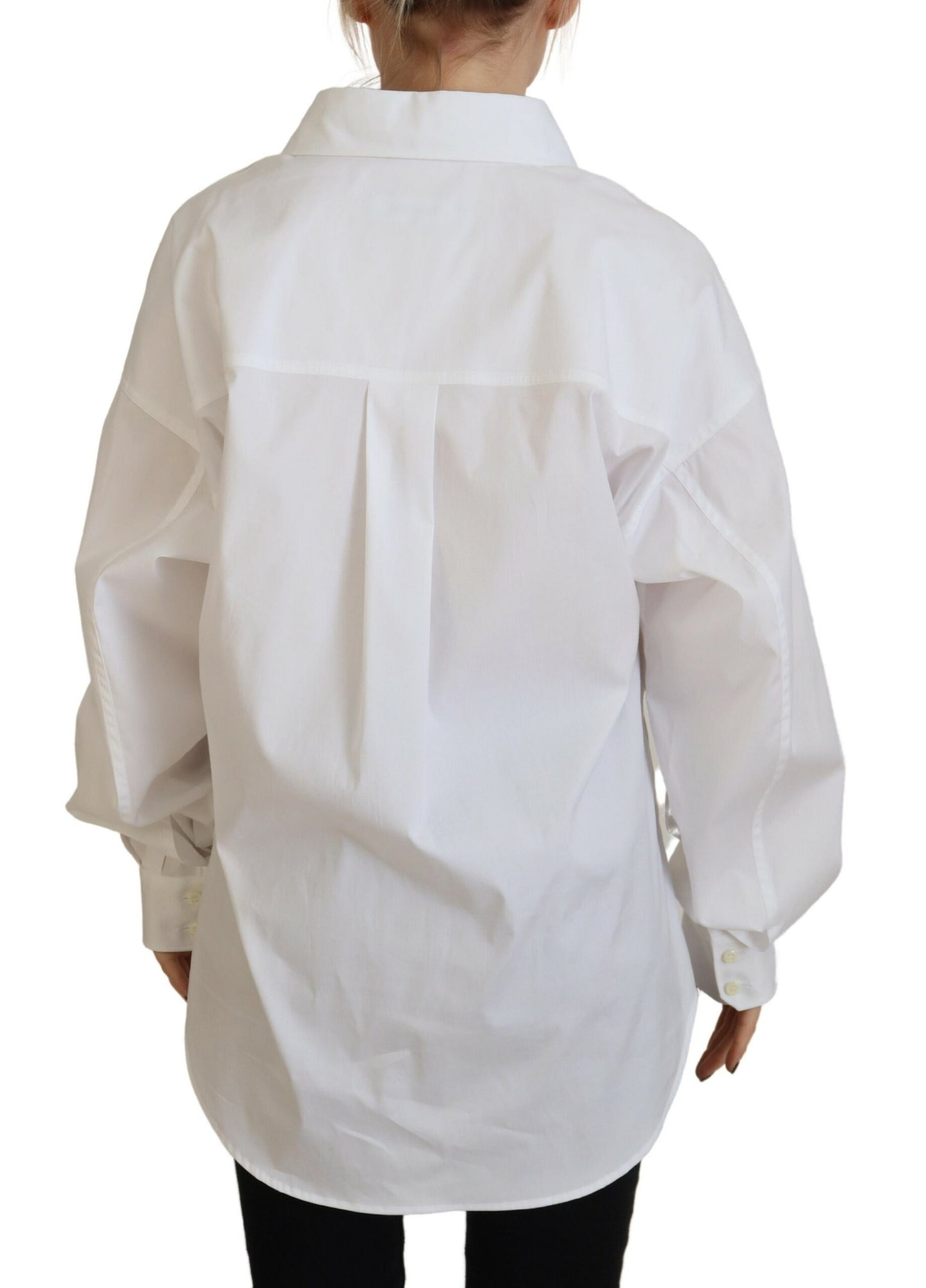 - White Cotton Button Down Collared Dress Shirt Top