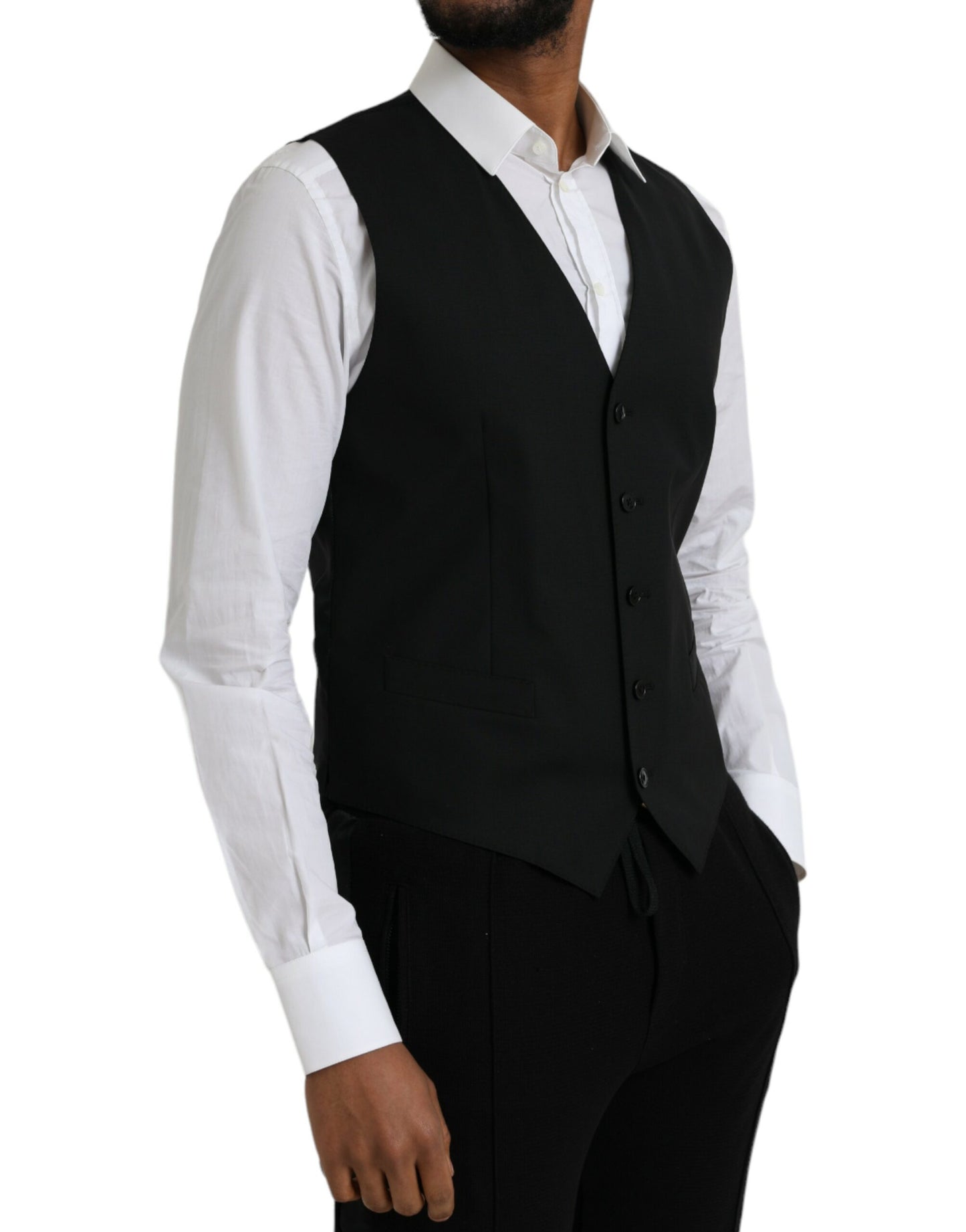 - Black Wool Formal Dress Waistcoat Vest
