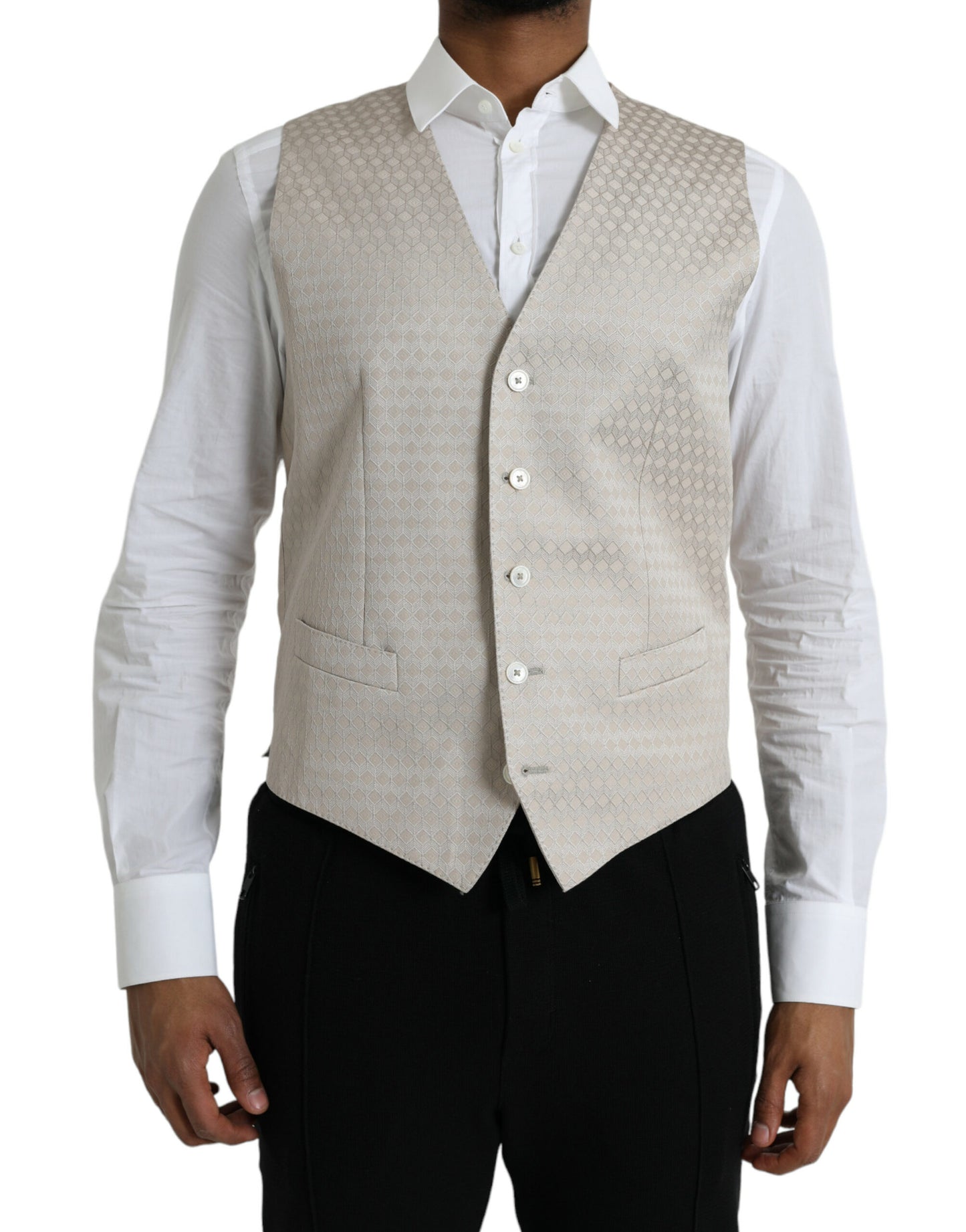 - Off White Cotton Waistcoat Dress Formal Vest