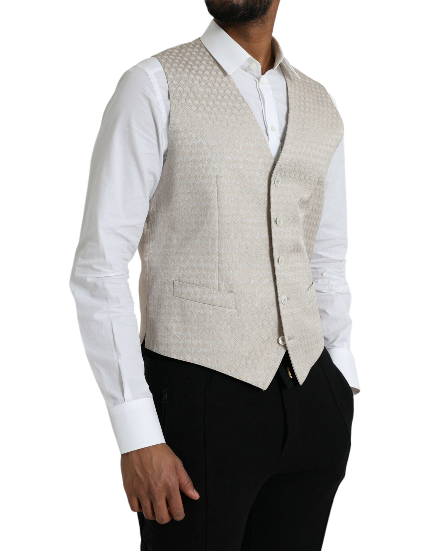 - Off White Cotton Waistcoat Dress Formal Vest