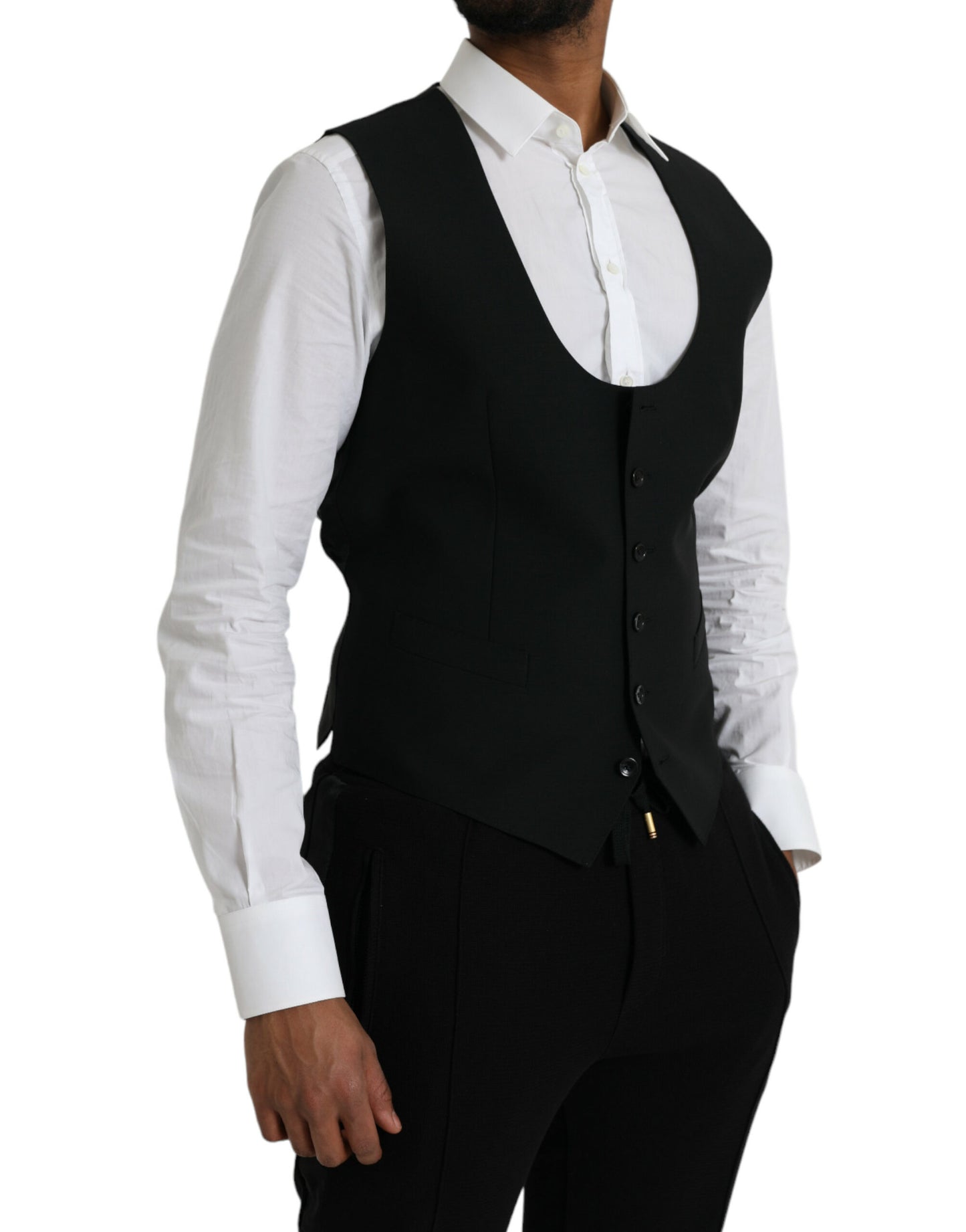 Black Wool Waistcoat Dress Formal Vest - The Luxe Alliance