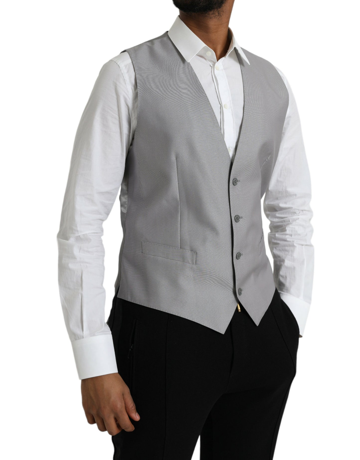 - Light Gray Wool Formal Dress Waistcoat Vest