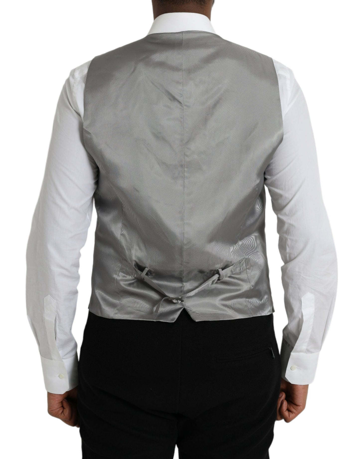 - Light Gray Wool Formal Dress Waistcoat Vest