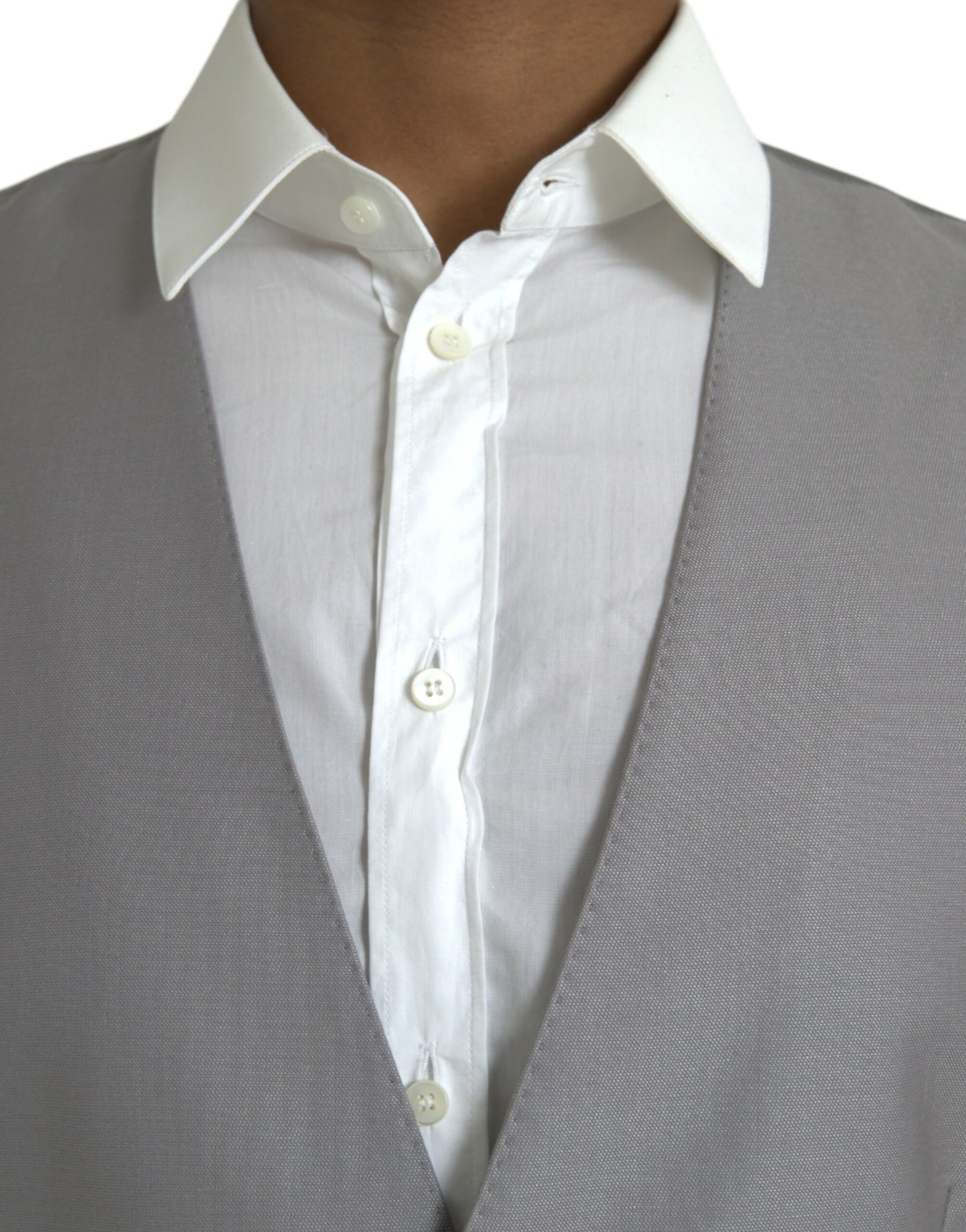 - Light Gray Wool Formal Dress Waistcoat Vest