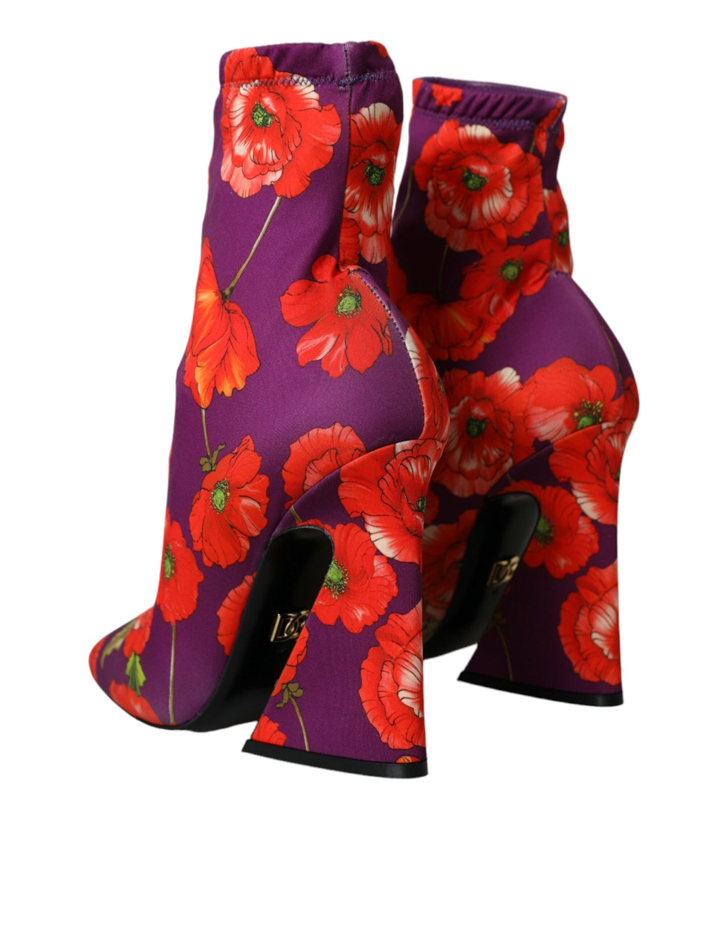 - Purple Floral Jersey Stretch Boots Shoes