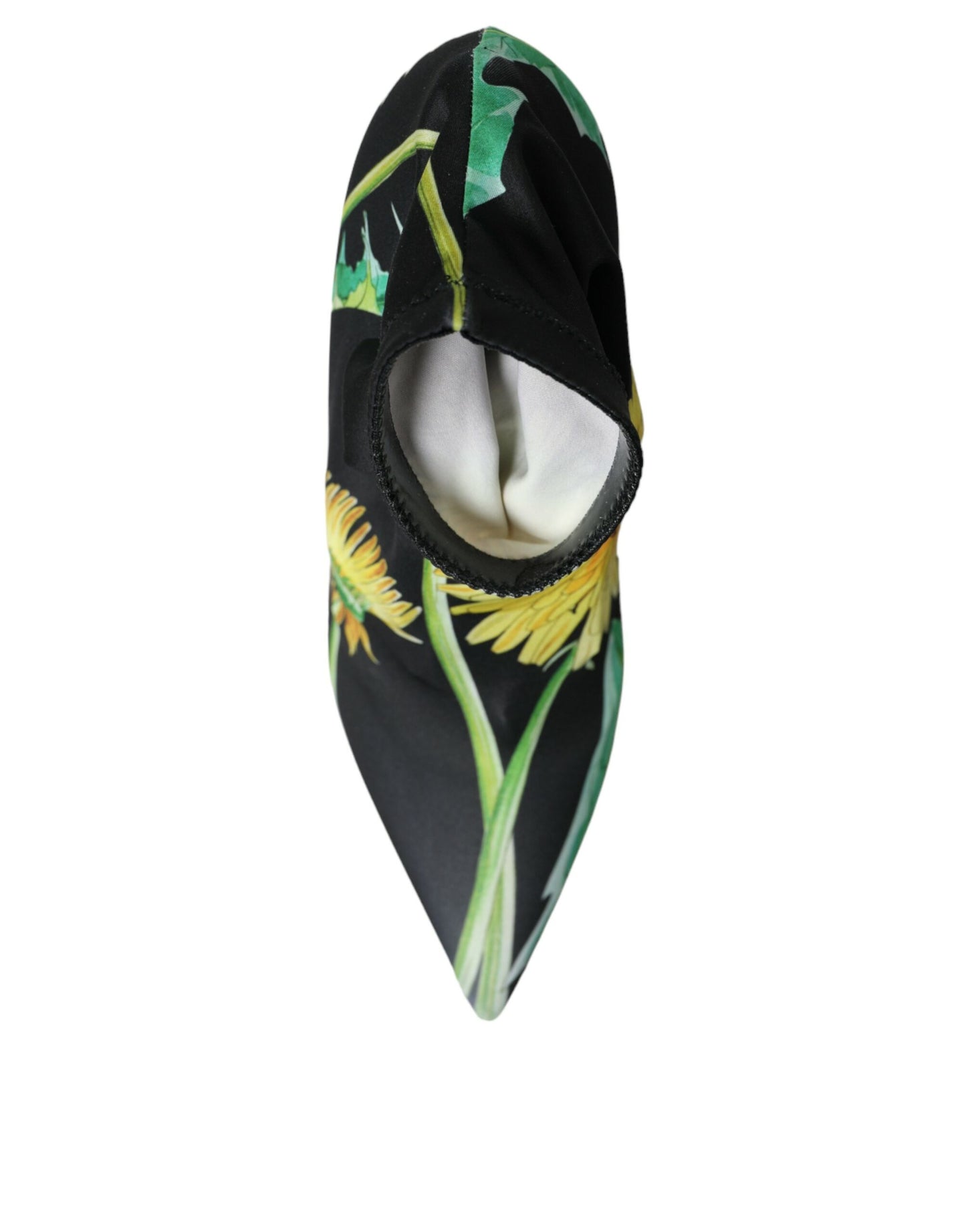 - Black Floral Jersey Stretch Ankle Boots Shoes