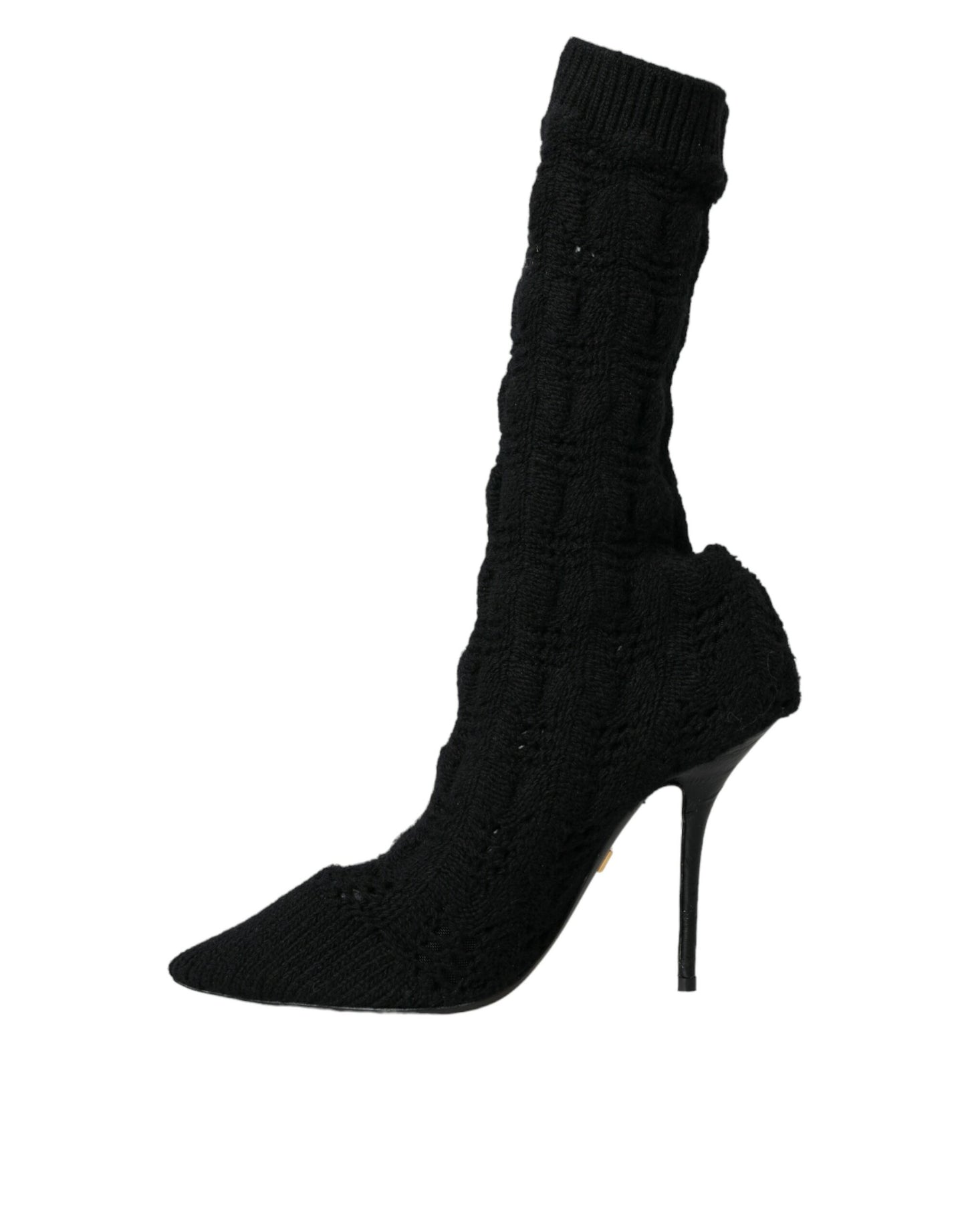 - Black Stiletto Heels Mid Calf Boots Shoes