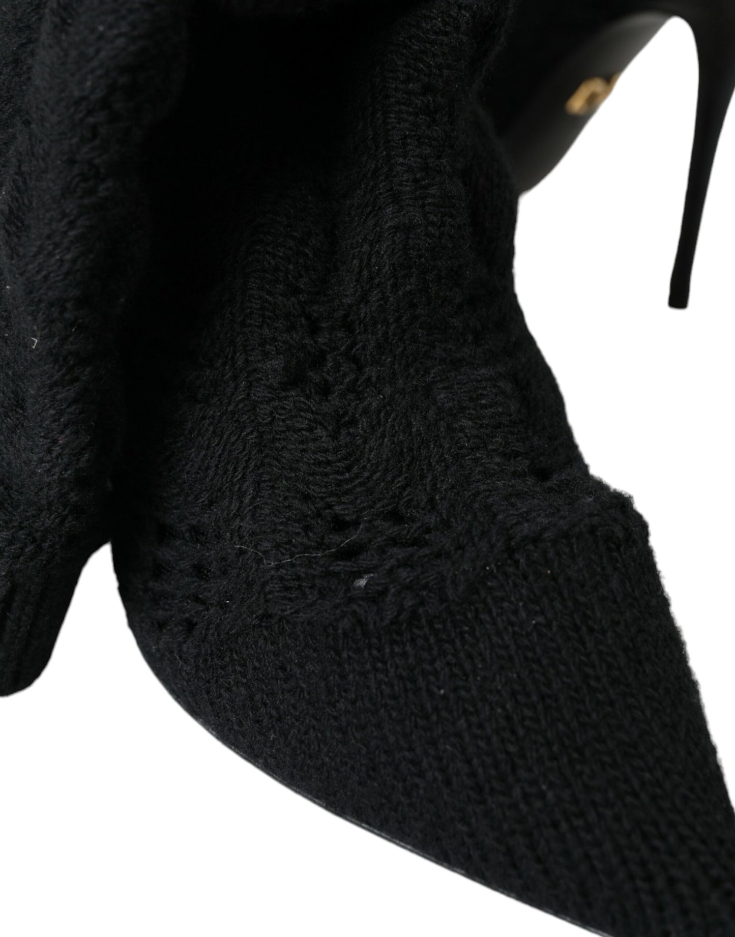 - Black Stiletto Heels Mid Calf Boots Shoes