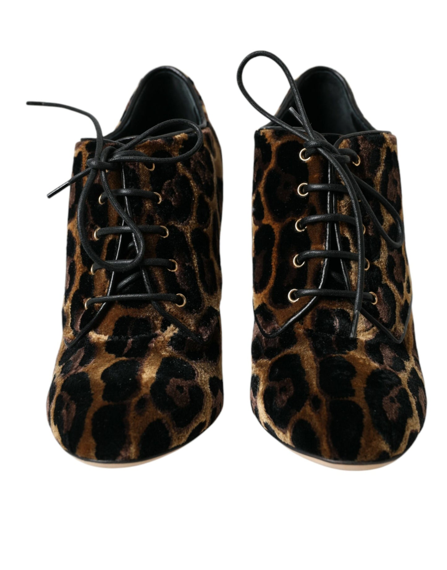 - Brown Leopard Hair Lace Up Booties Shoes