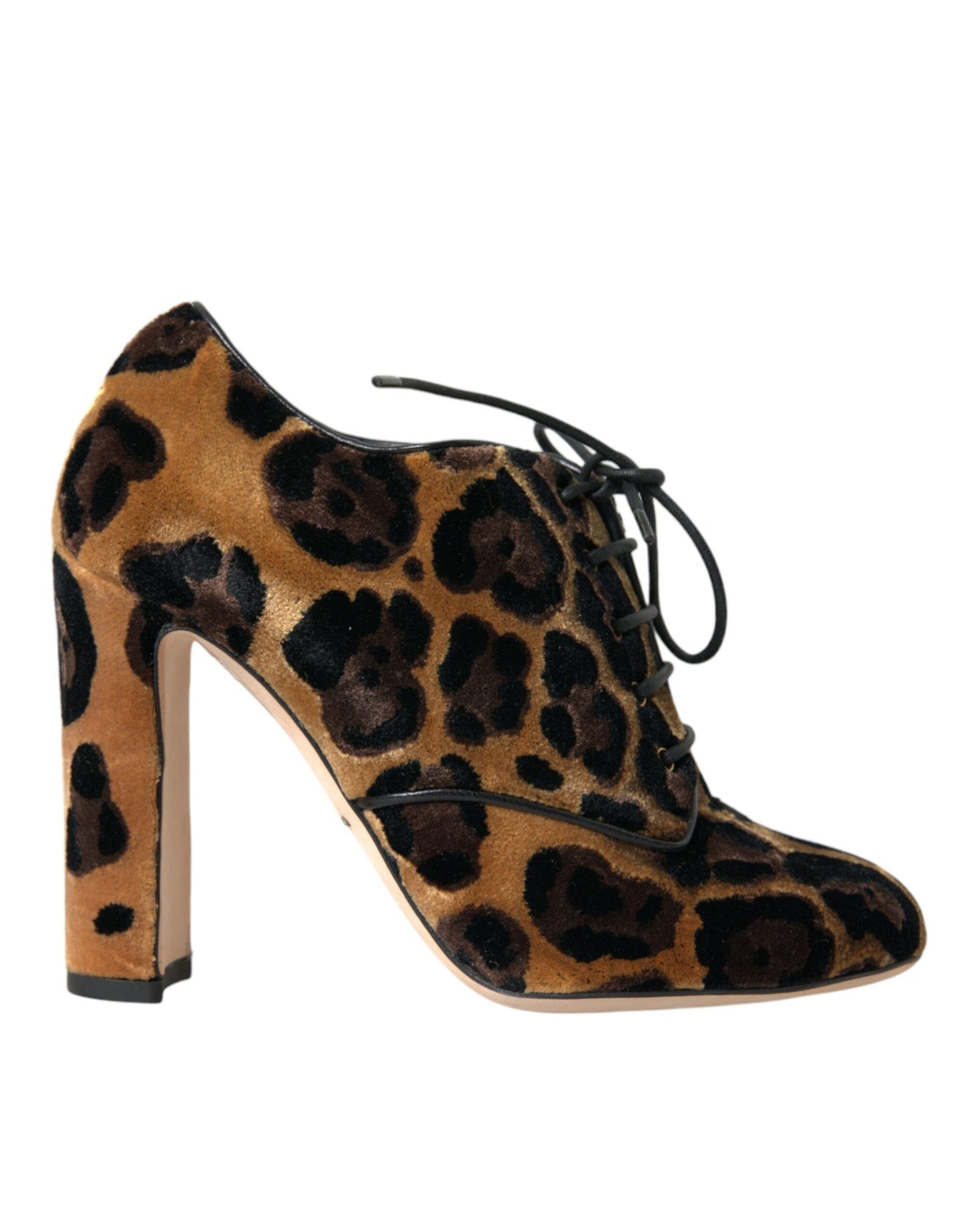 - Brown Leopard Hair Lace Up Booties Shoes