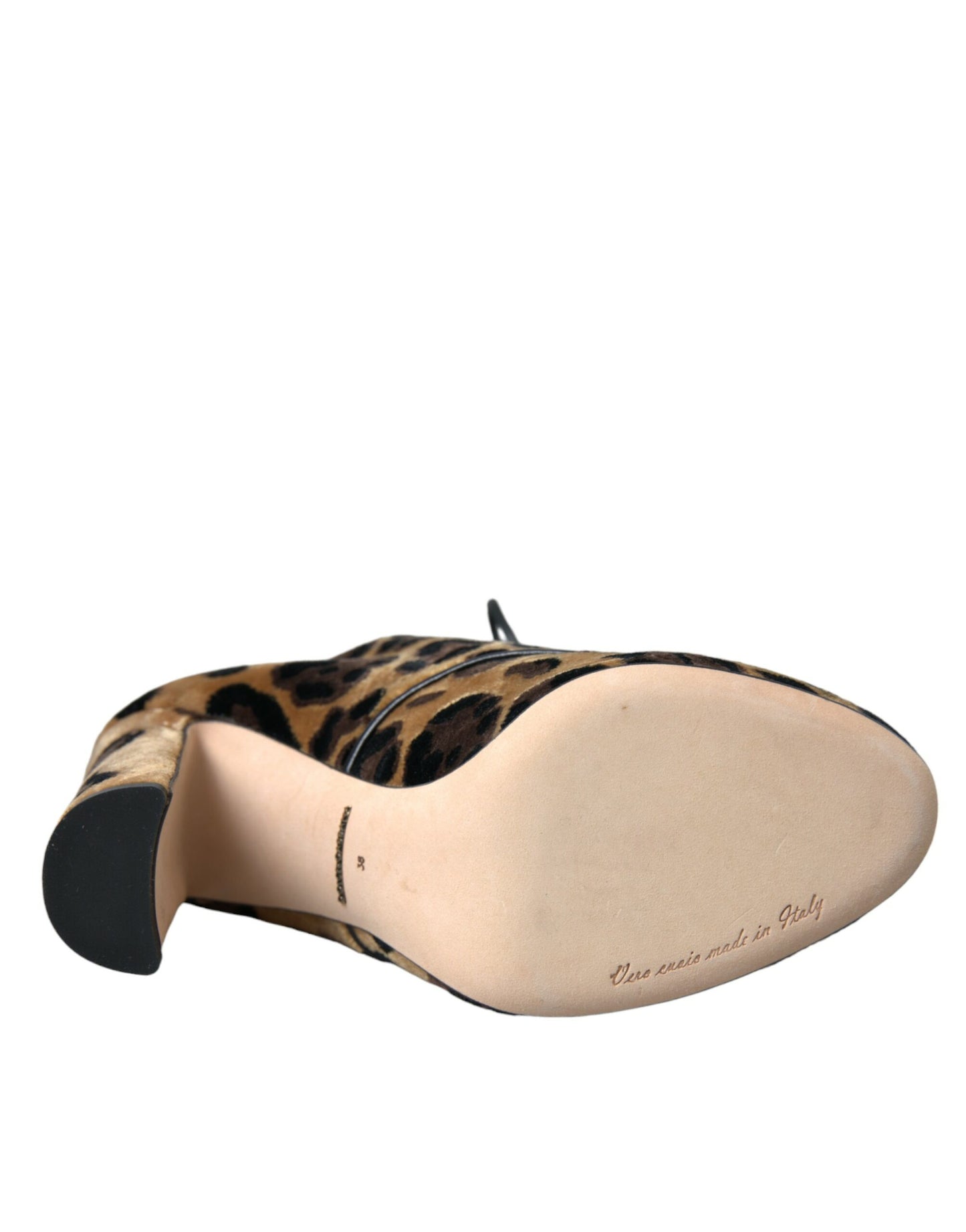 - Brown Leopard Hair Lace Up Booties Shoes