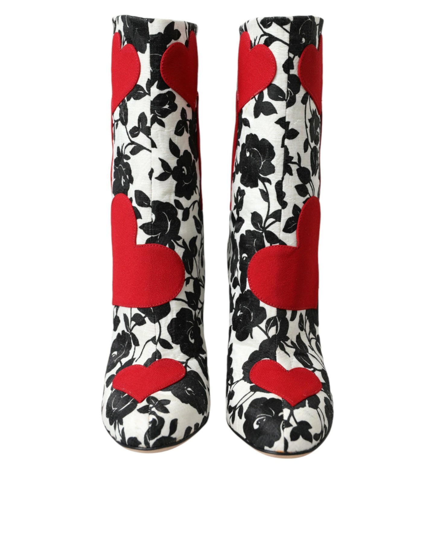 - White Floral Hearts Leather High Boots Shoes