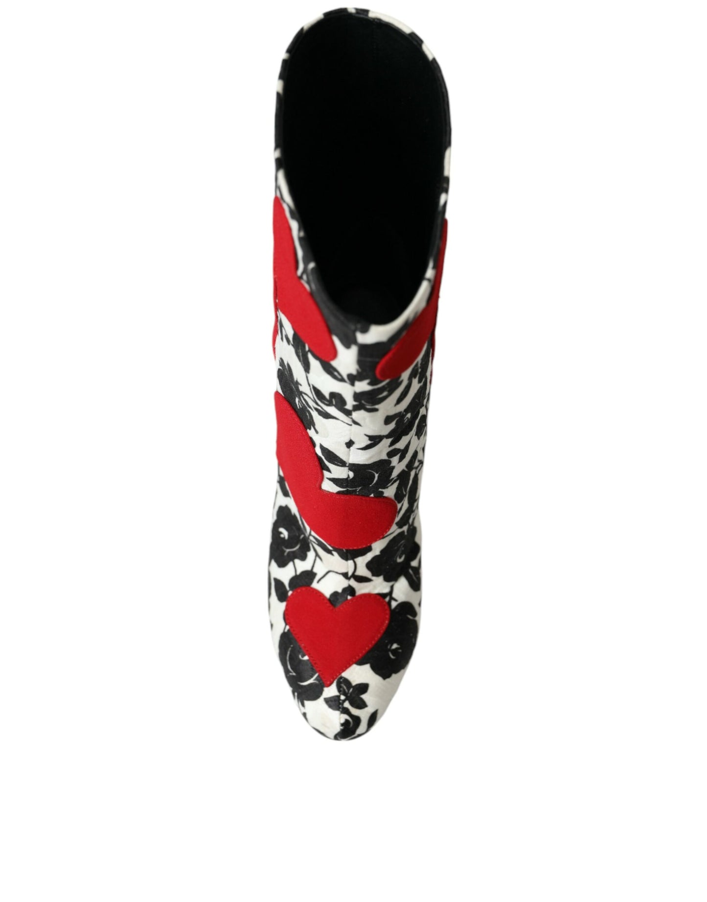 - White Floral Hearts Leather High Boots Shoes