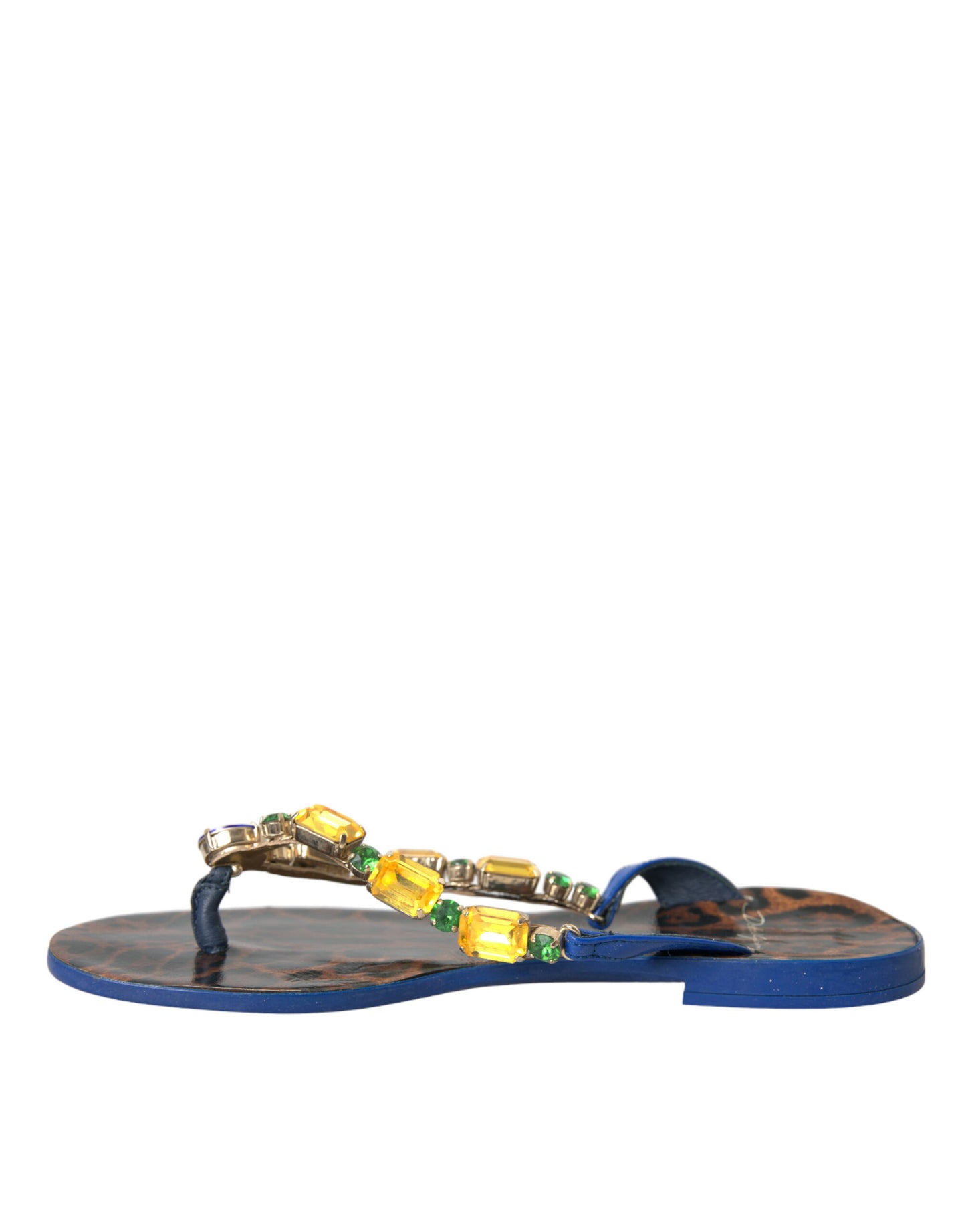 - Blue Crystal Calf Leather Beachwear Shoes