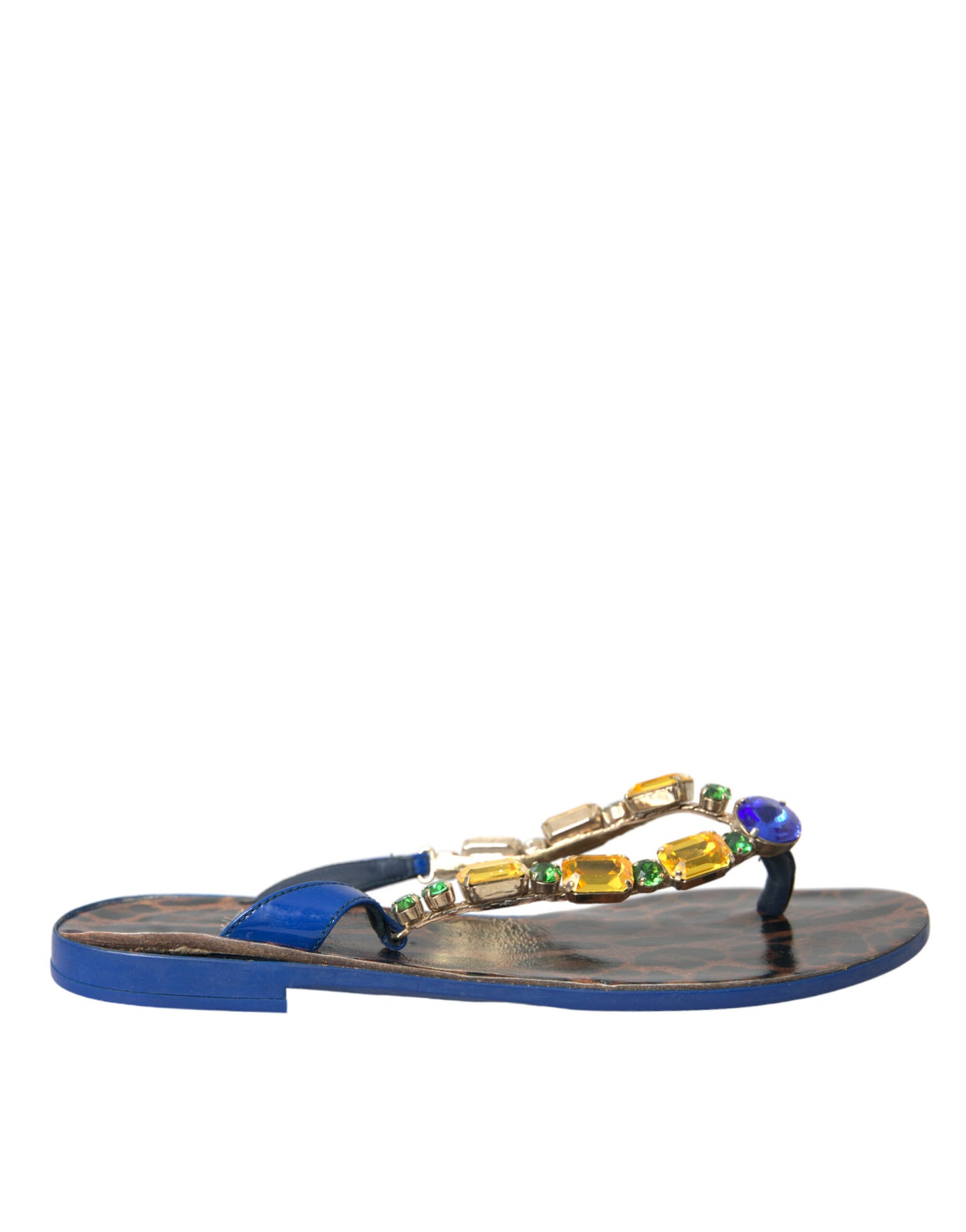 - Blue Crystal Calf Leather Beachwear Shoes
