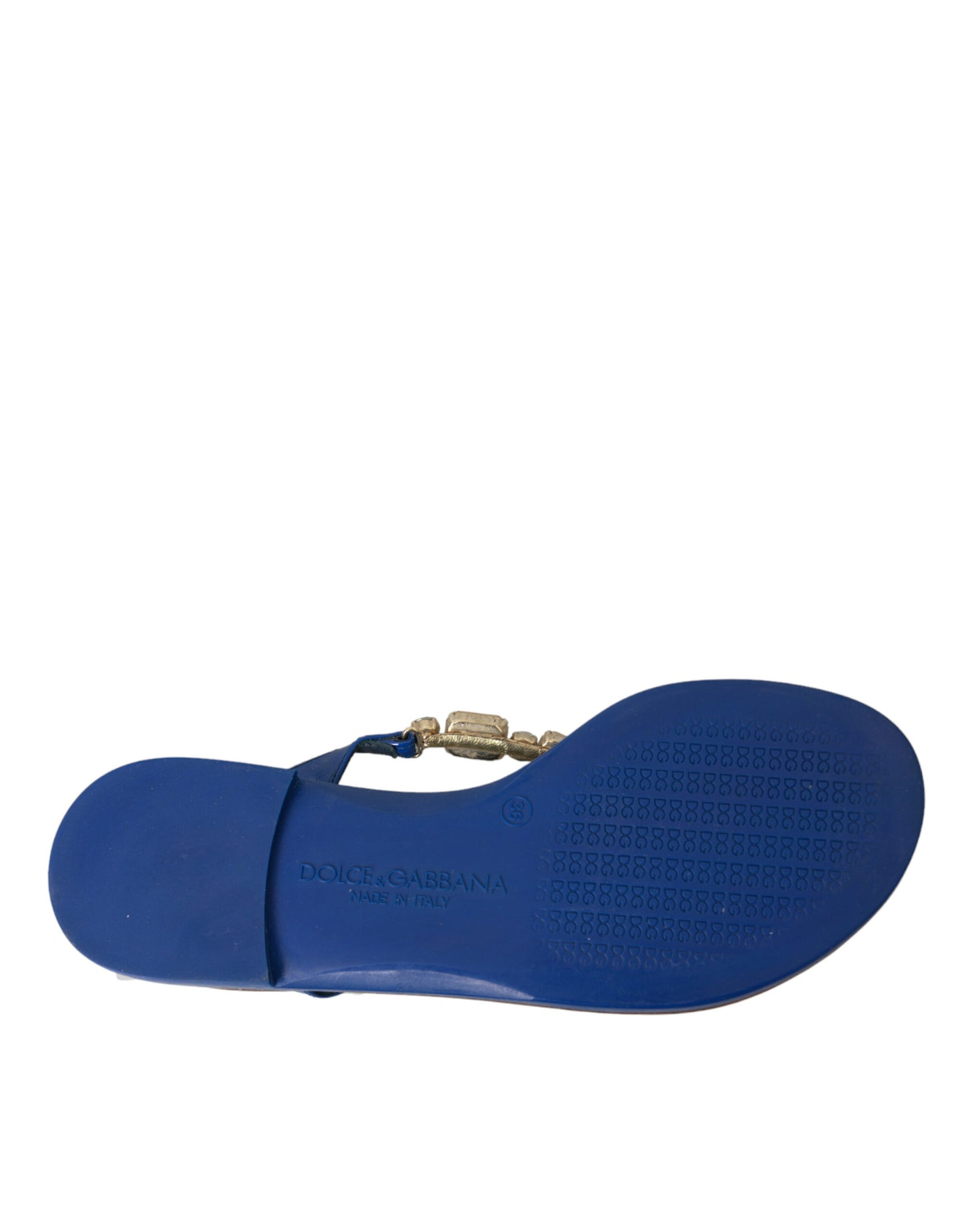 - Blue Crystal Calf Leather Beachwear Shoes