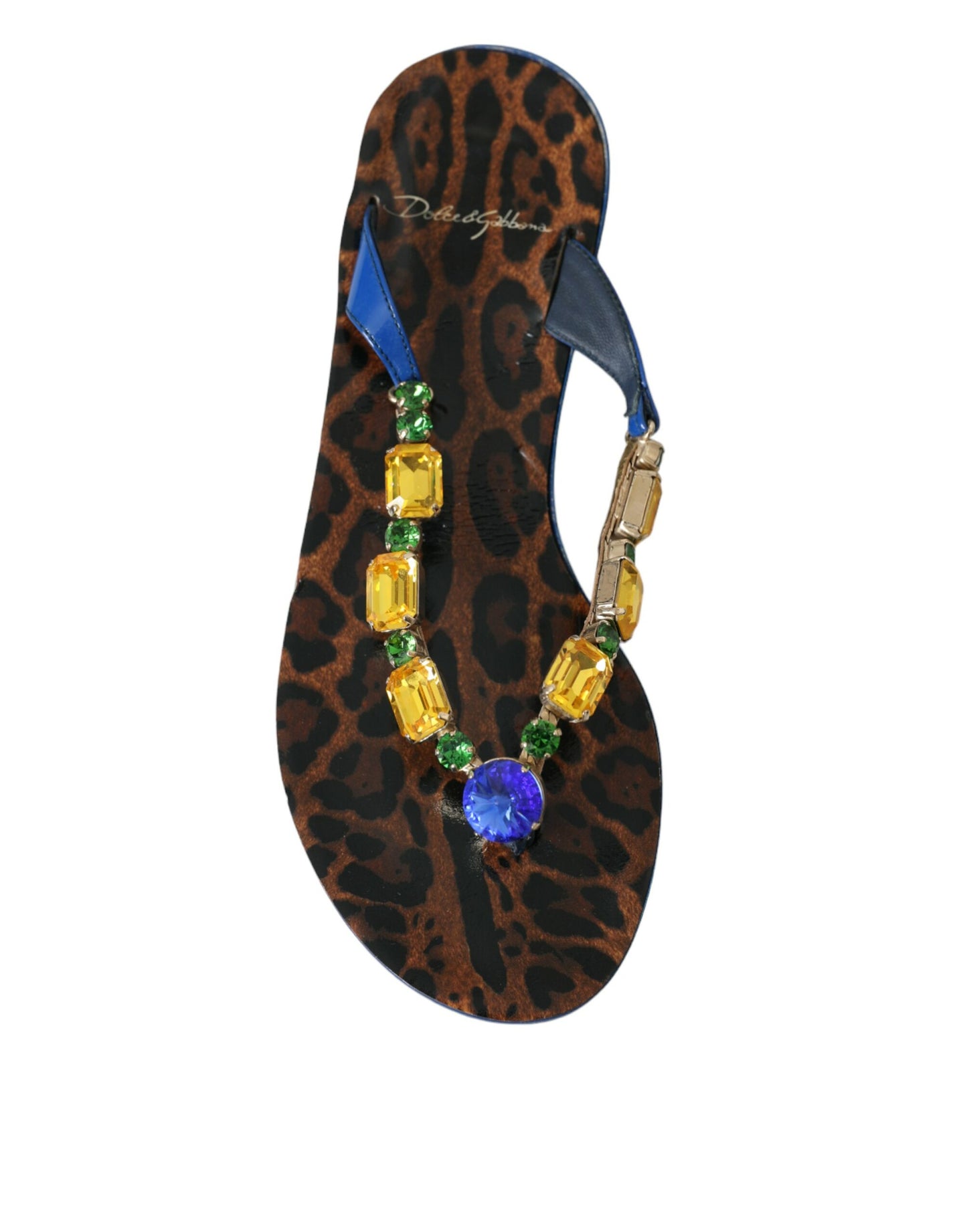- Blue Crystal Calf Leather Beachwear Shoes
