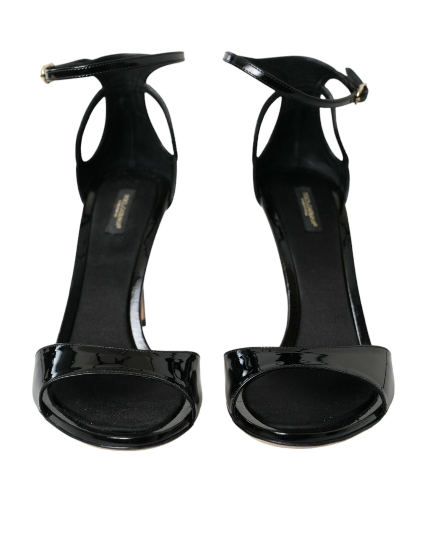 - Black KEIRA Leather Heels Sandals Shoes