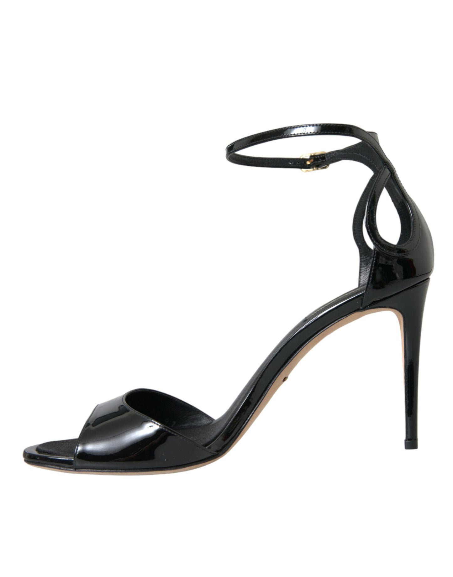 - Black KEIRA Leather Heels Sandals Shoes