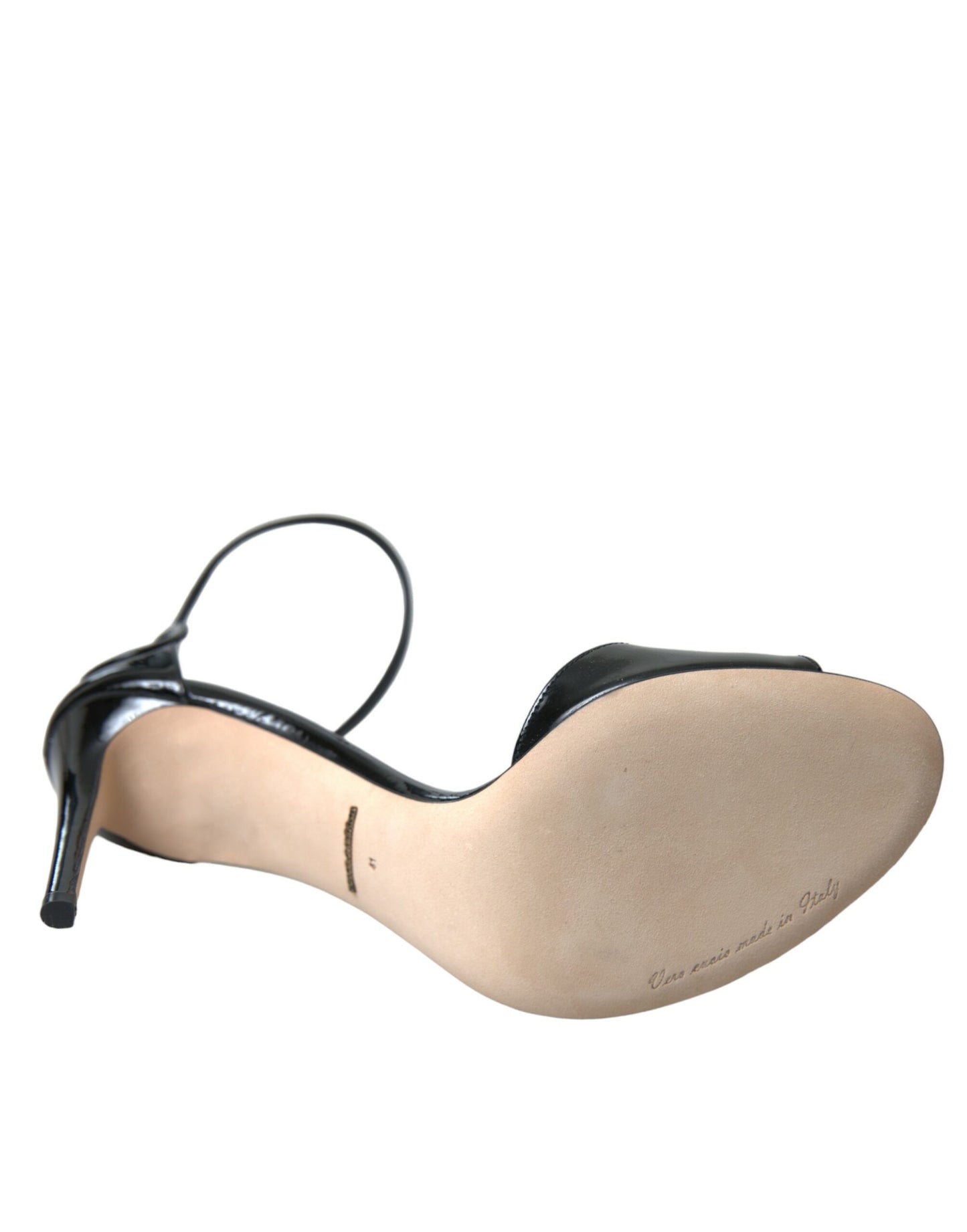 - Black KEIRA Leather Heels Sandals Shoes