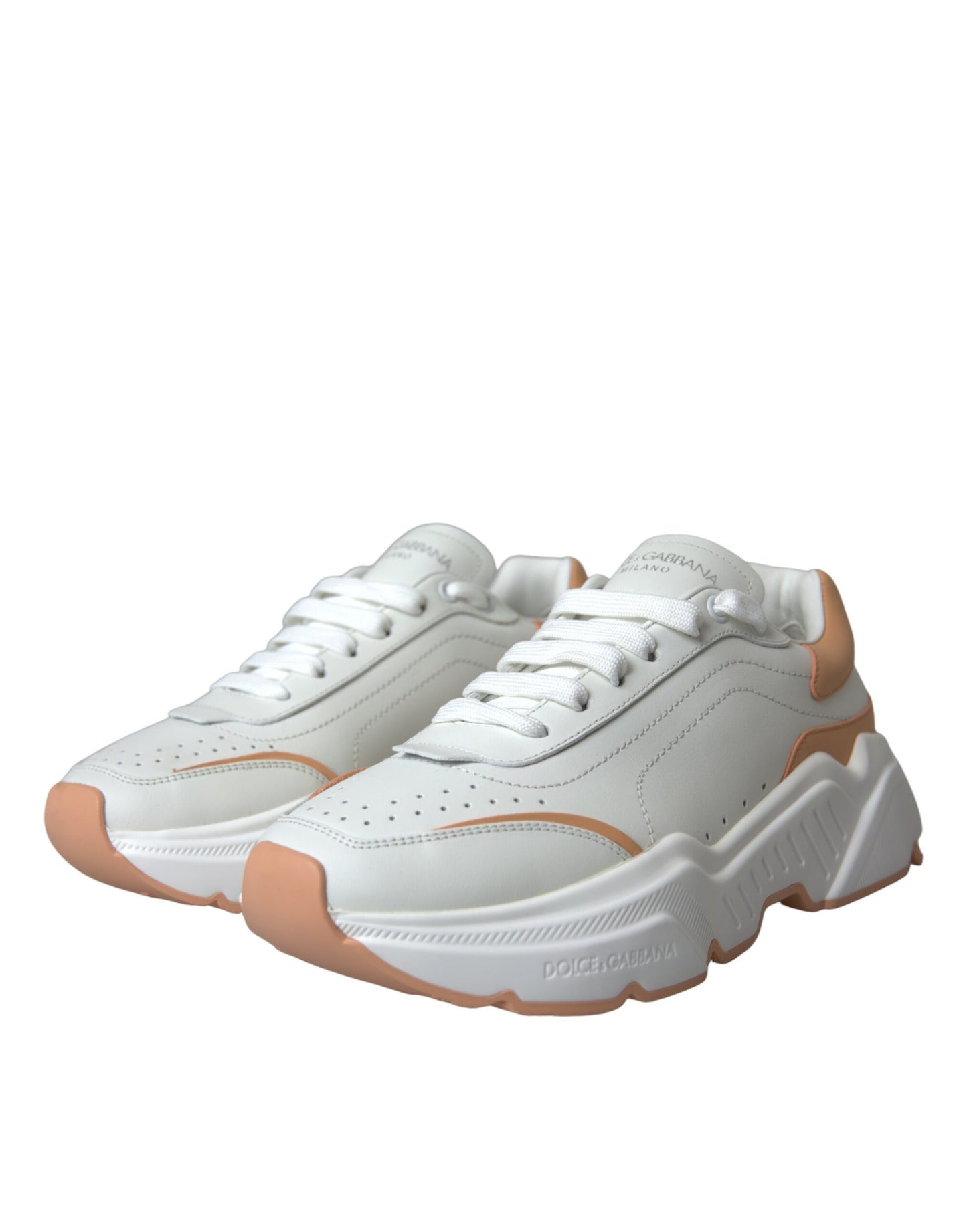 - White Peach DAYMASTER Leather Sneakers Shoes