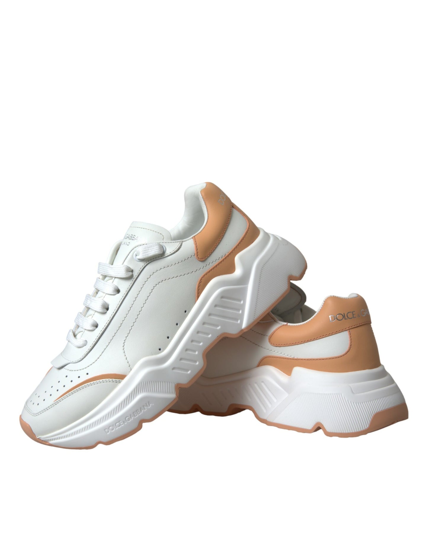 - White Peach DAYMASTER Leather Sneakers Shoes