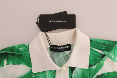 - Green Banana Print Silk Polo T-shirt