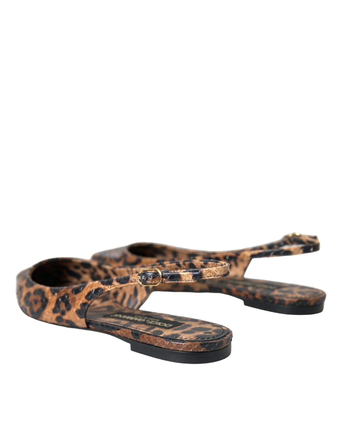 - Brown Leopard Exotic Skin Slingback Shoes