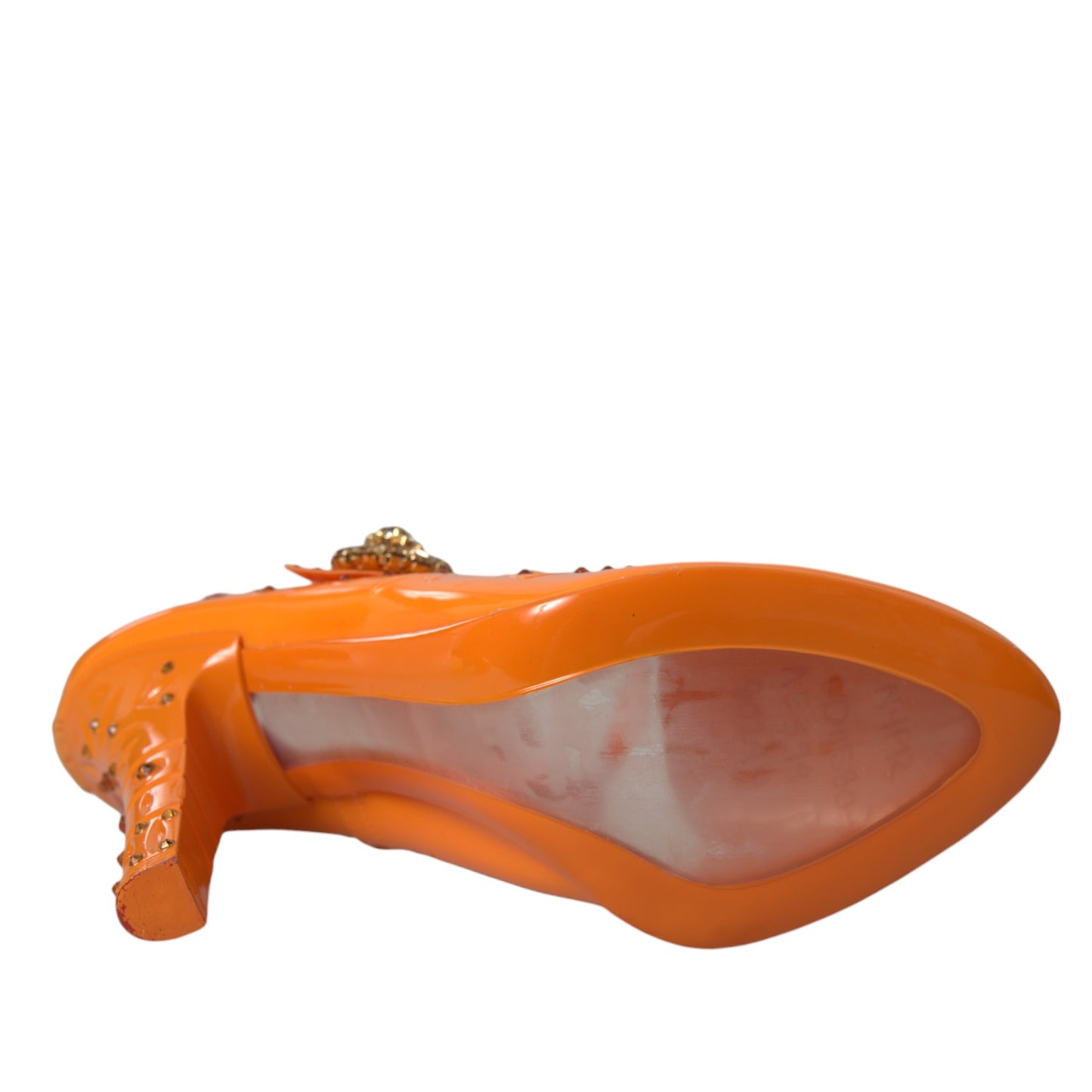 - Orange CINDERELLA Floral Crystal Pumps Shoes