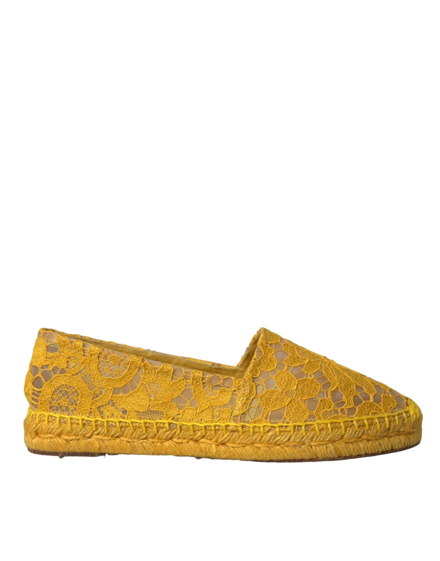 - Yellow Taormina Lace Espadrille Loafers Flats Shoes