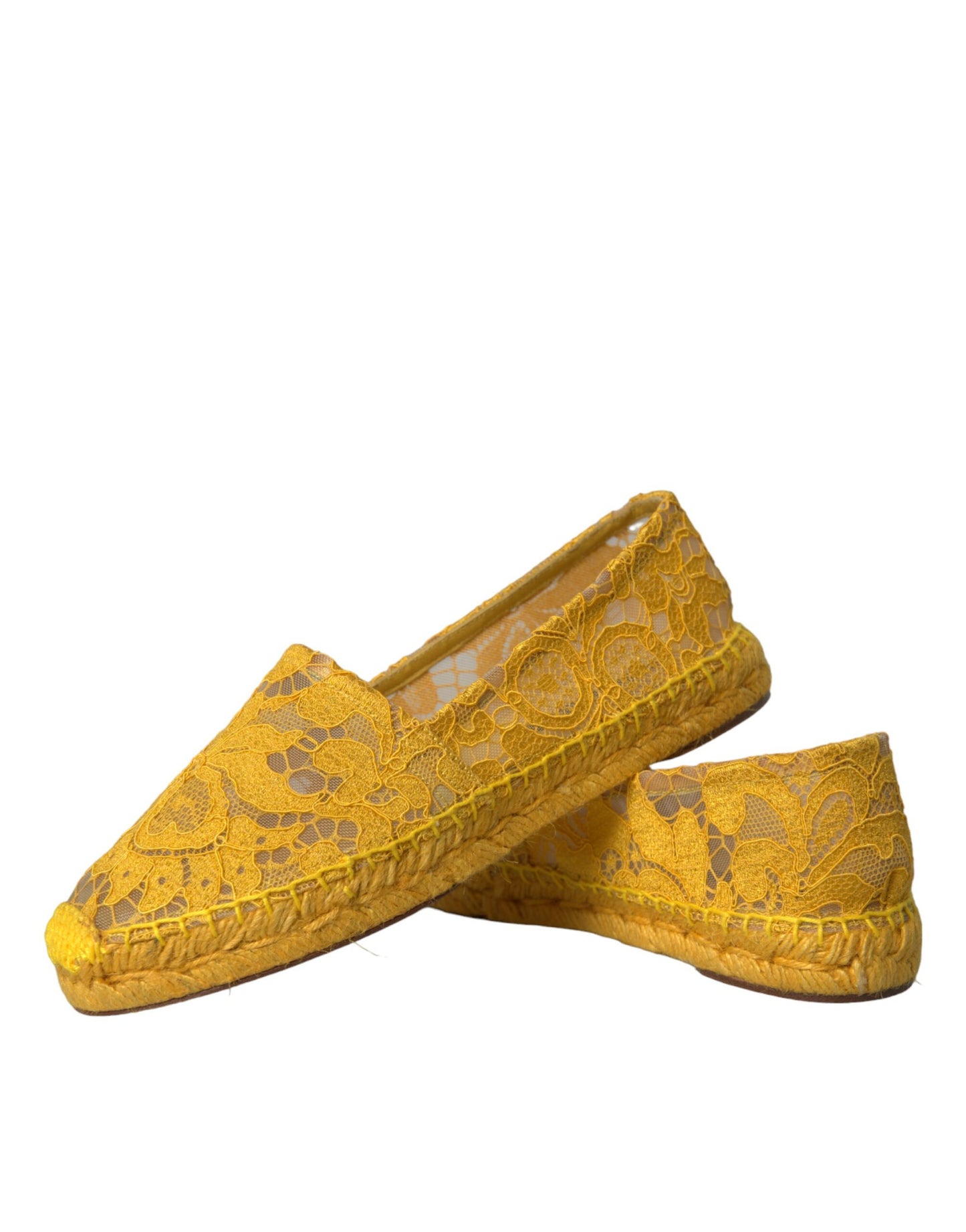 - Yellow Taormina Lace Espadrille Loafers Flats Shoes