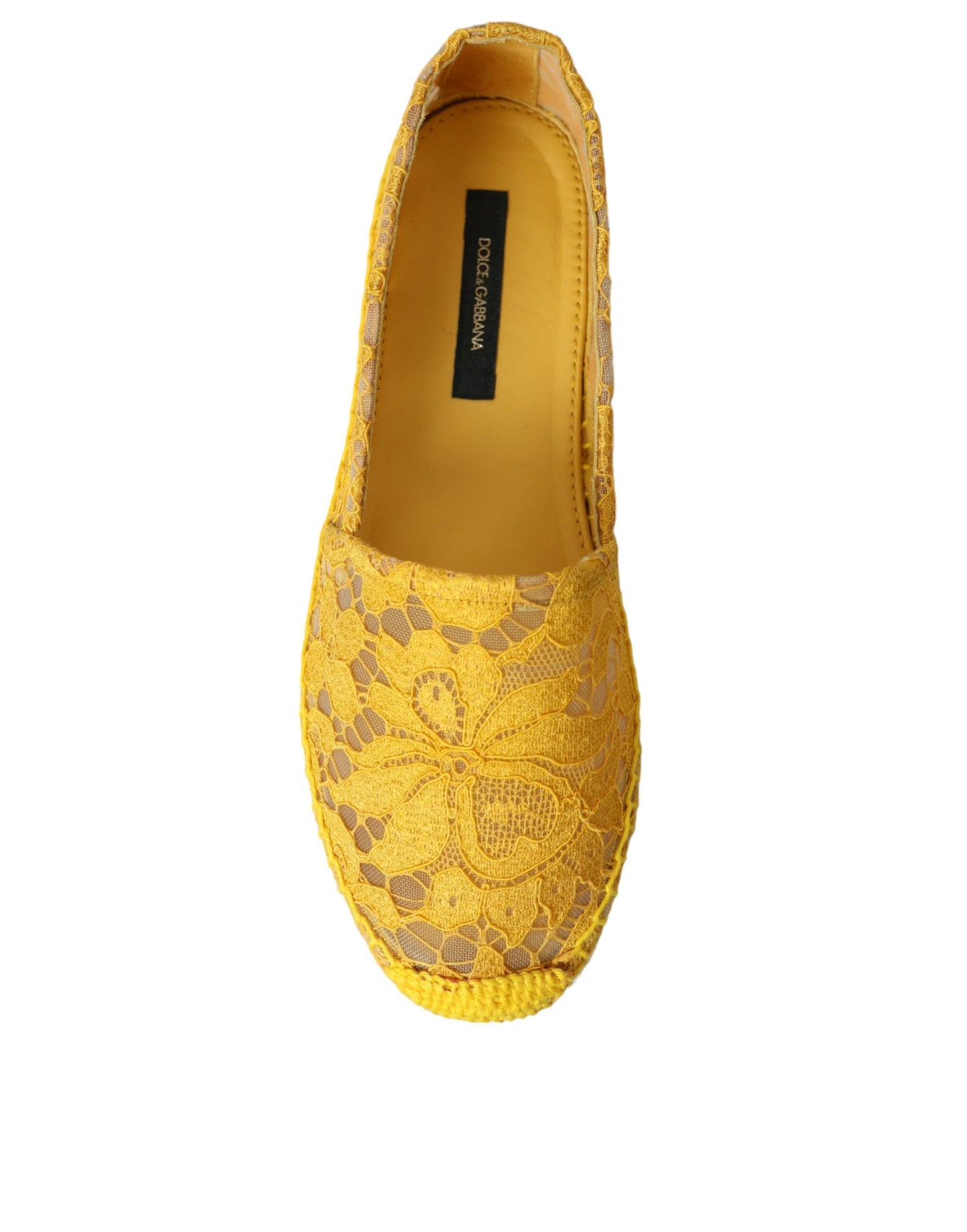 - Yellow Taormina Lace Espadrille Loafers Flats Shoes
