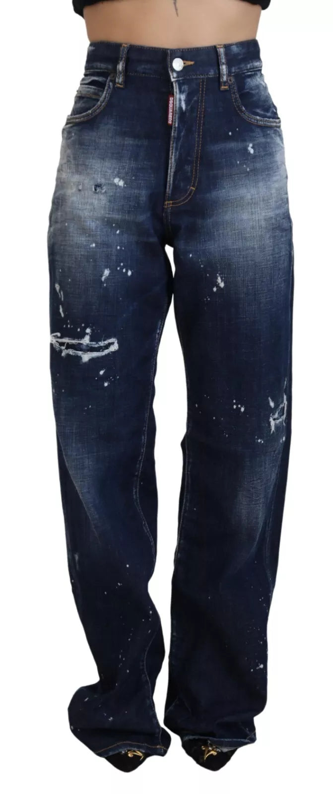 - Blue High Waist Tattered Denim Jeans San Diego