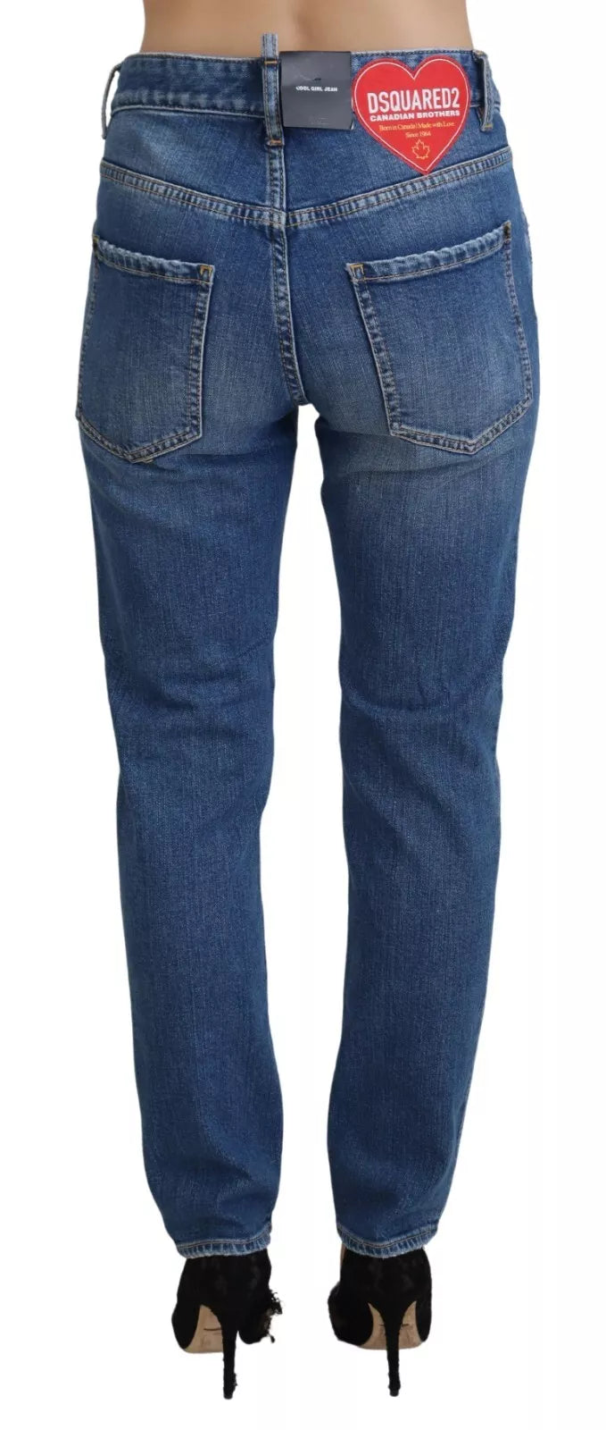 - Cool Girl Blue Distressed Mid Waist Denim Jeans