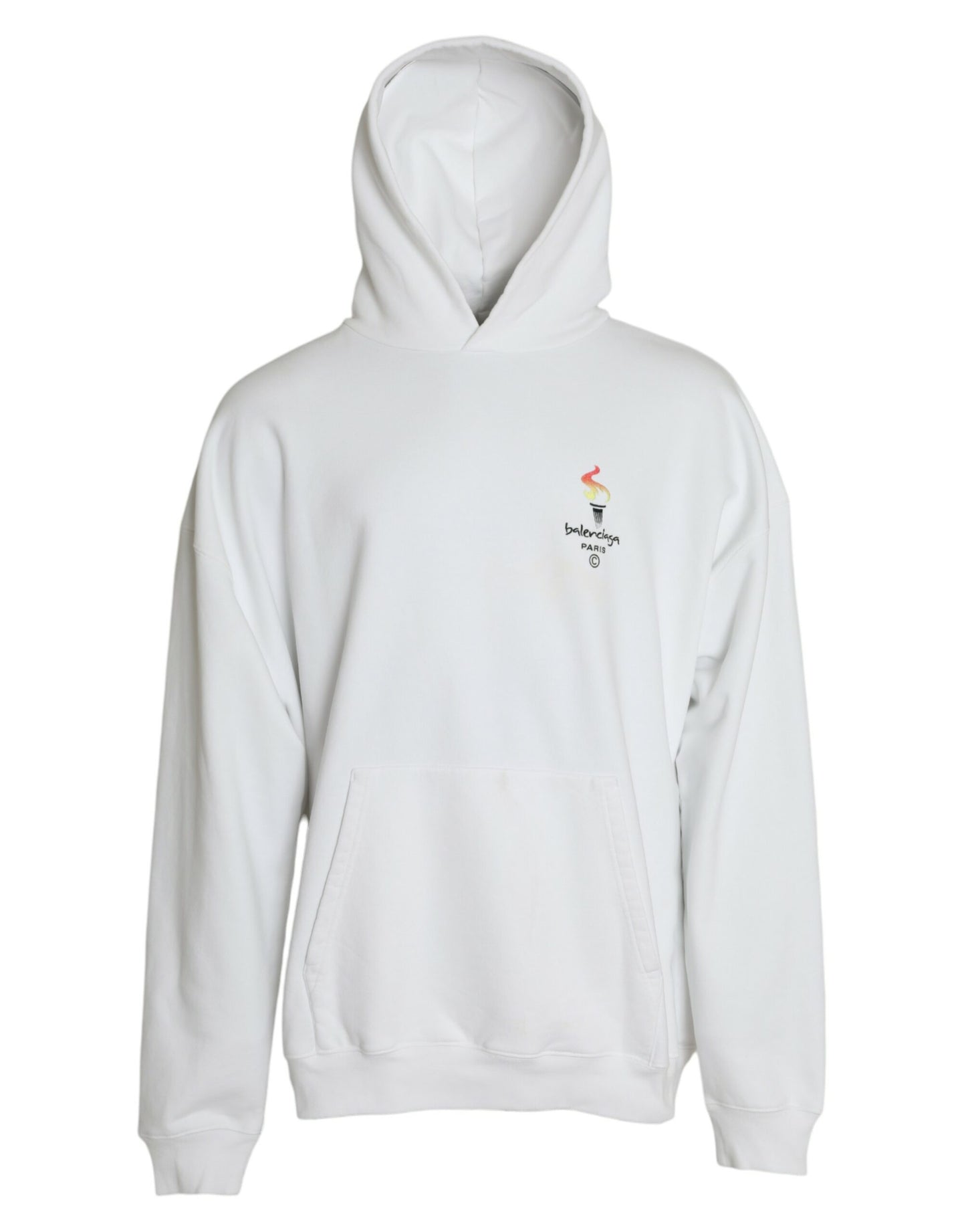 - White Cotton Logo Hooded Pullover Sweatshirt Sweater