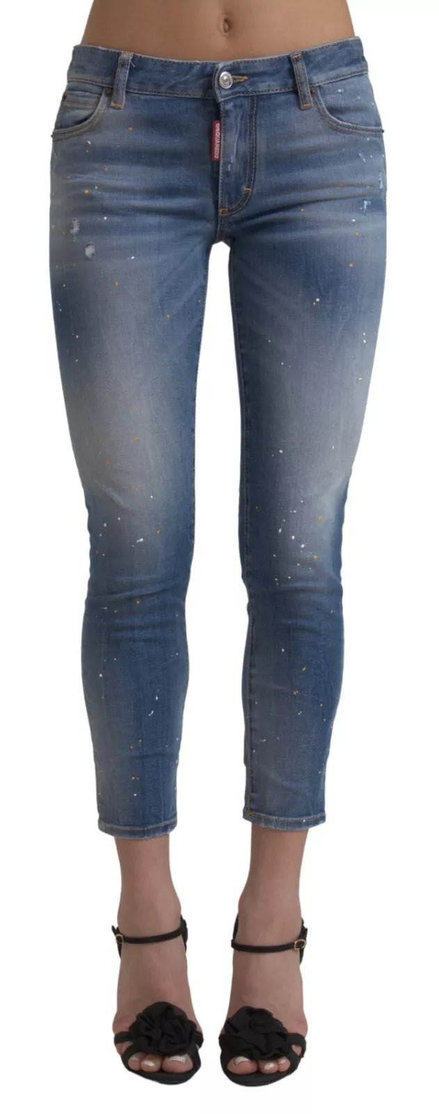 - Blue Mid Waist Cropped Twiggy Denim Jeans