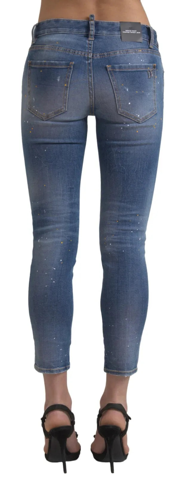 - Blue Mid Waist Cropped Twiggy Denim Jeans