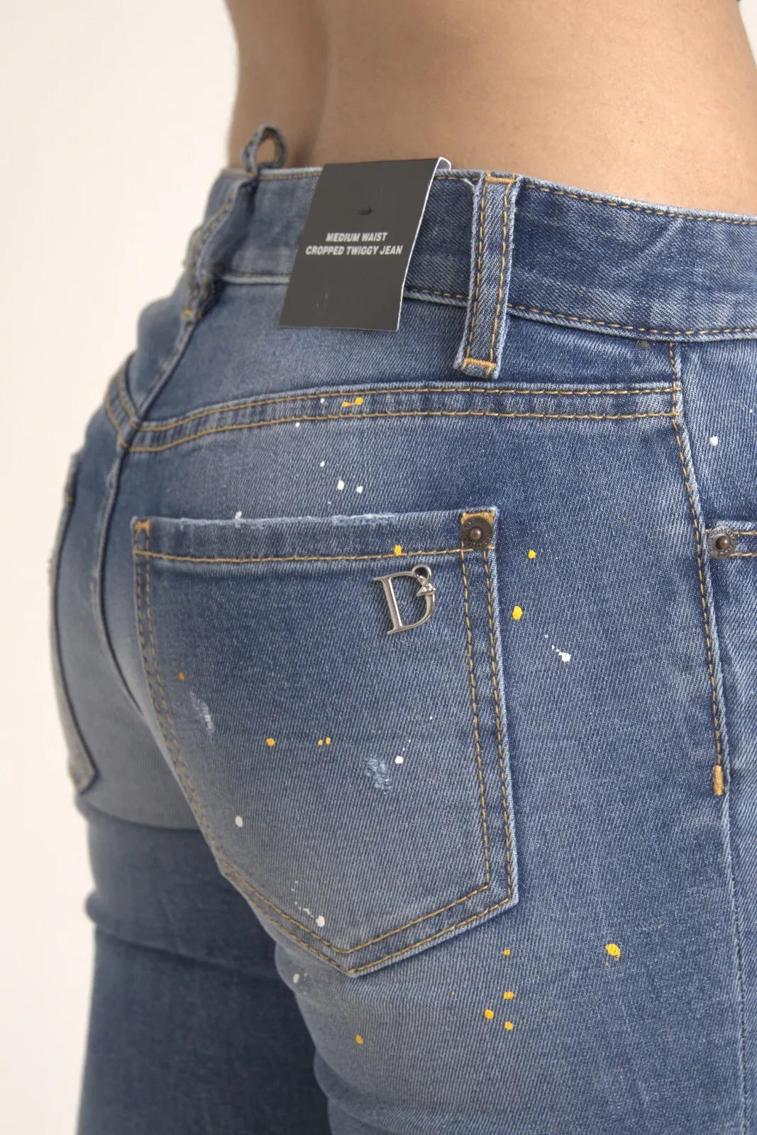 - Blue Mid Waist Cropped Twiggy Denim Jeans