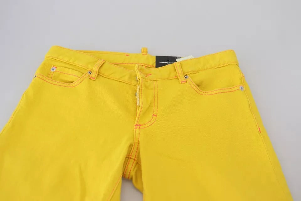 - Yellow Cotton Low Waist Cropped Jennifer Denim Jeans
