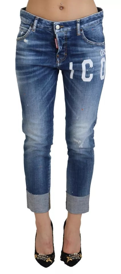 - Blue Icon Low Waist Cropped Cool Girl Denim Jeans