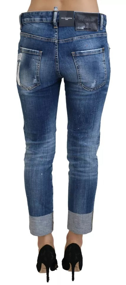 - Blue Icon Low Waist Cropped Cool Girl Denim Jeans
