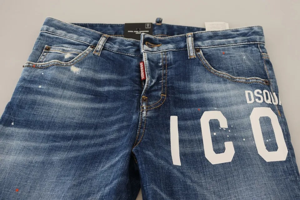 - Blue Icon Low Waist Cropped Cool Girl Denim Jeans