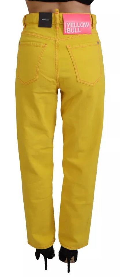 - Yellow Cotton High Waist Straight Denim Boston Jeans
