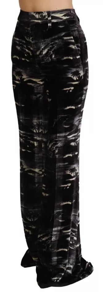 - Black Printed High Waist Super Flare Pants
