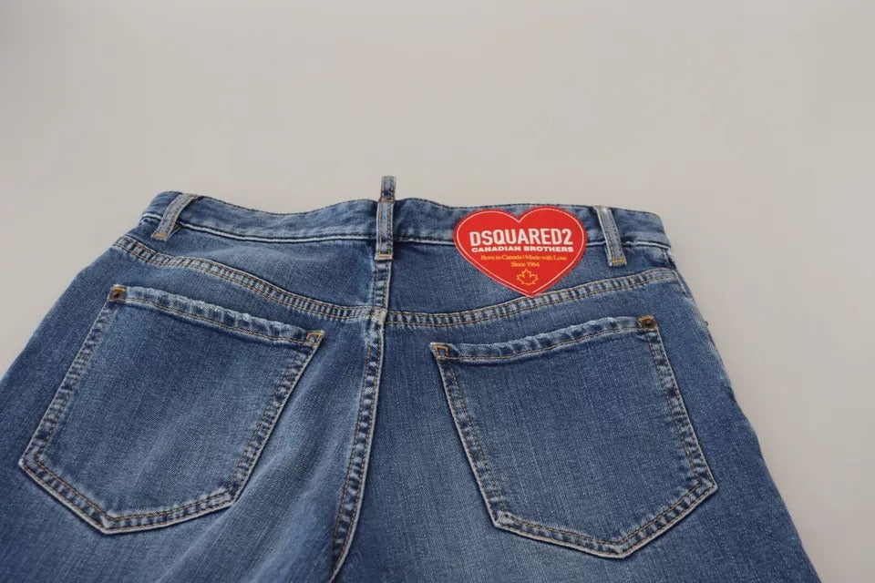 - Blue Distressed High Waist Straight Denim Jeans