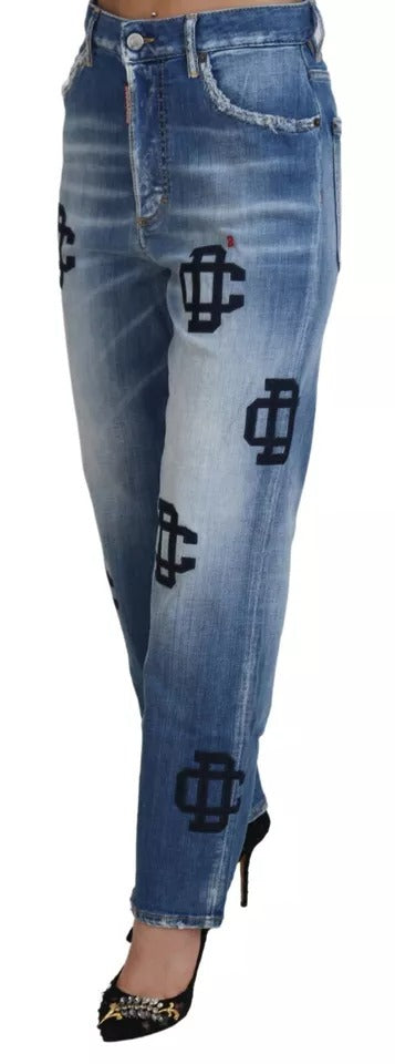 - Blue Washed High Waist Straight Denim Boston Jeans