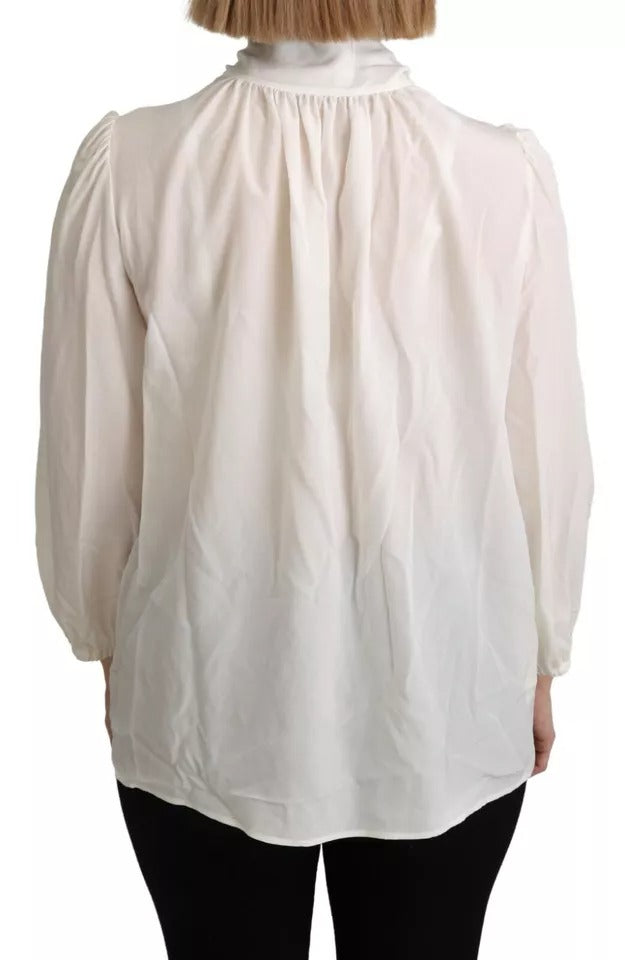 - Off White Scarfneck Long Sleeves Blouse Silk Top
