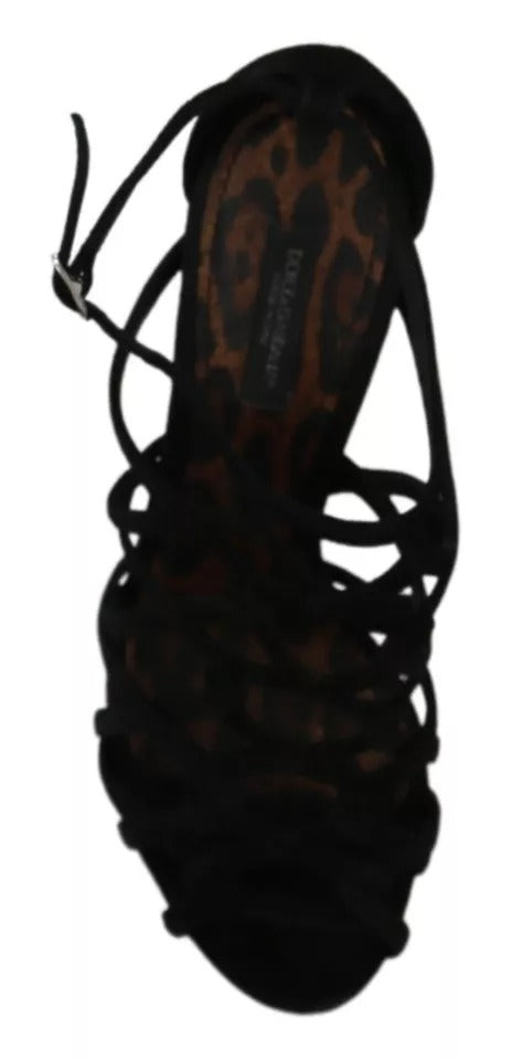 - Black Suede Ankle Strap Stiletto Shoes