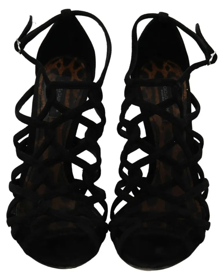 - Black Suede Ankle Strap Stiletto Shoes