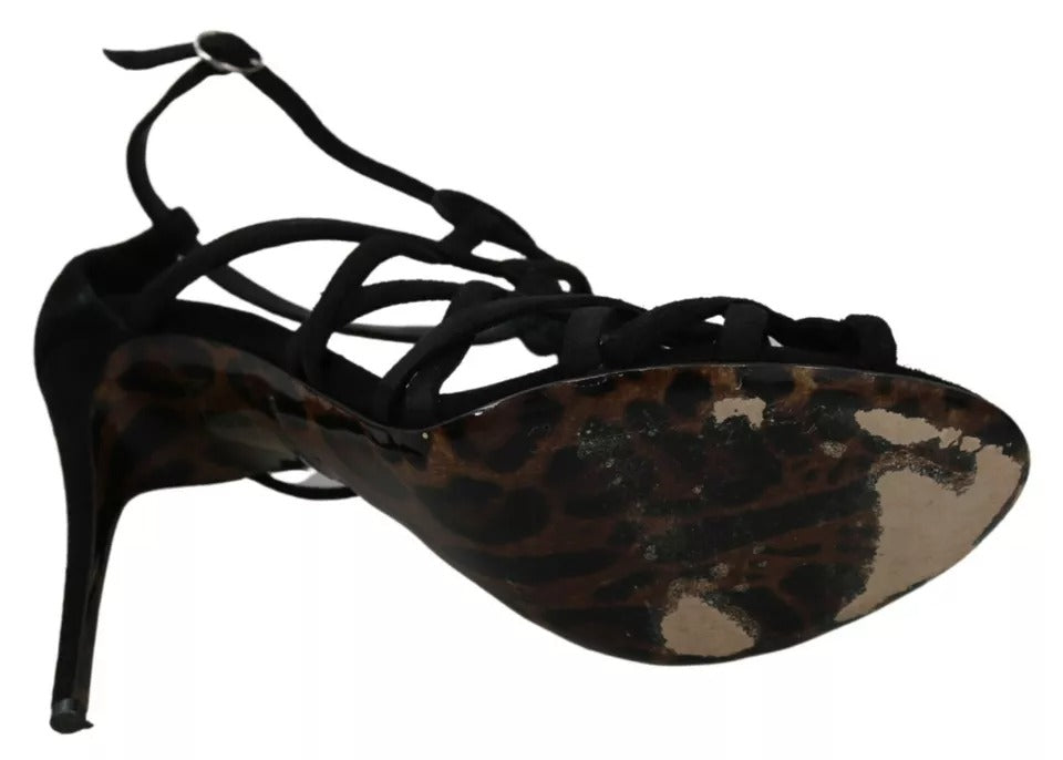 - Black Suede Ankle Strap Stiletto Shoes